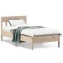 Bed frame with headboard solid pine wood 90x200 cm by , Beds and slatted bases - Ref: Foro24-842658, Price: 116,43 €, Discoun...