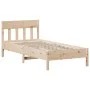 Bed frame with headboard solid pine wood 90x200 cm by , Beds and slatted bases - Ref: Foro24-842658, Price: 116,43 €, Discoun...