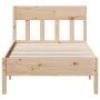 Bed frame with headboard solid pine wood 90x200 cm by , Beds and slatted bases - Ref: Foro24-842658, Price: 116,43 €, Discoun...