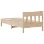 Bed frame with headboard solid pine wood 90x200 cm by , Beds and slatted bases - Ref: Foro24-842658, Price: 116,43 €, Discoun...