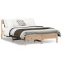Bed frame with solid pine wood headboard 135x190 cm by , Beds and slatted bases - Ref: Foro24-842666, Price: 104,83 €, Discou...