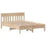 Bed frame with solid pine wood headboard 135x190 cm by , Beds and slatted bases - Ref: Foro24-842666, Price: 103,89 €, Discou...