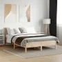 Bed frame with solid pine wood headboard 135x190 cm by , Beds and slatted bases - Ref: Foro24-842666, Price: 103,89 €, Discou...