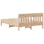 Bed frame with solid pine wood headboard 135x190 cm by , Beds and slatted bases - Ref: Foro24-842666, Price: 103,89 €, Discou...