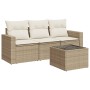 Garden sofa set with cushions 4 pieces beige synthetic rattan by , Modular outdoor sofas - Ref: Foro24-3251005, Price: 307,55...