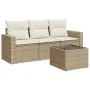 Garden sofa set with cushions 4 pieces beige synthetic rattan by , Modular outdoor sofas - Ref: Foro24-3251005, Price: 296,84...