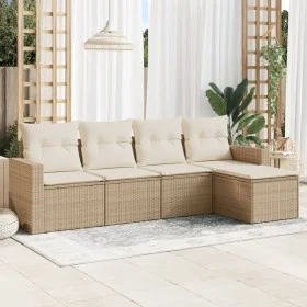 Garden sofa set with cushions 5 pieces beige synthetic rattan by , Modular outdoor sofas - Ref: Foro24-3251225, Price: 363,41...