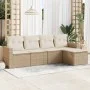 Garden sofa set with cushions 5 pieces beige synthetic rattan by , Modular outdoor sofas - Ref: Foro24-3251225, Price: 363,41...