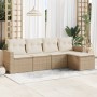 Gartensofa-Set mit Kissen, 5-teilig, beiges synthetisches Rattan von , Modulare Sofas für den Außenbereich - Ref: Foro24-3251...