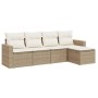 Gartensofa-Set mit Kissen, 5-teilig, beiges synthetisches Rattan von , Modulare Sofas für den Außenbereich - Ref: Foro24-3251...