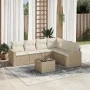 7-teiliges Gartensofa-Set und beige synthetische Rattankissen von , Modulare Sofas für den Außenbereich - Ref: Foro24-3251355...