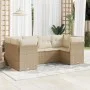 Garden sofa set with 6-piece synthetic rattan beige cushions by , Garden sets - Ref: Foro24-3249947, Price: 438,40 €, Discoun...
