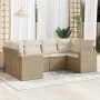 Garden sofa set with cushions 6 pieces beige synthetic rattan by , Modular outdoor sofas - Ref: Foro24-3251715, Price: 462,55...