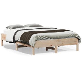 Estructura de cama de madera maciza de pino 140x190 cm