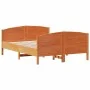 Bed frame with wax brown pine wood headboard 120x200 cm by , Beds and slatted bases - Ref: Foro24-3216178, Price: 209,61 €, D...