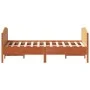 Bed frame with wax brown pine wood headboard 120x200 cm by , Beds and slatted bases - Ref: Foro24-3216178, Price: 209,61 €, D...
