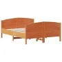 Bed frame with wax brown pine wood headboard 120x200 cm by , Beds and slatted bases - Ref: Foro24-3216178, Price: 209,61 €, D...