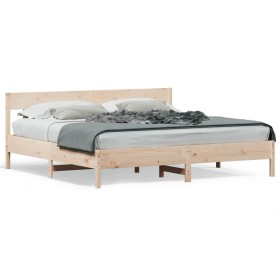 Estructura de cama con cabecero madera maciza de pino 200x200cm de , Camas y somieres - Ref: Foro24-3216200, Precio: 192,05 €...