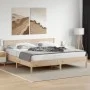 Bed frame with solid pine wood headboard 200x200cm by , Beds and slatted bases - Ref: Foro24-3216200, Price: 183,94 €, Discou...