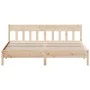 Bed frame with solid pine wood headboard 200x200cm by , Beds and slatted bases - Ref: Foro24-3216200, Price: 183,94 €, Discou...
