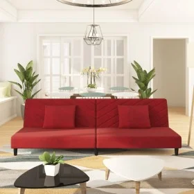 2-Sitzer-Schlafsofa mit zwei roten Samtkissen von , Sofas - Ref: Foro24-375914, Preis: 239,88 €, Rabatt: %