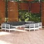Muebles de jardín 12 pzas y cojines blanco madera maciza pino de , Conjuntos de jardín - Ref: Foro24-3096876, Precio: 1,00 €,...