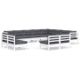 Muebles de jardín 12 pzas y cojines blanco madera maciza pino de , Conjuntos de jardín - Ref: Foro24-3096876, Precio: 1,00 €