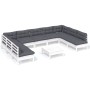 Gartenmöbel 10 Stück und weiße Kissen aus massivem Kiefernholz von , Gartensets - Ref: Foro24-3097182, Preis: 851,73 €, Rabat...