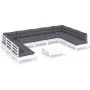 Muebles de jardín 10 pzas y cojines blanco madera maciza de pino de , Conjuntos de jardín - Ref: Foro24-3097182, Precio: 840,...