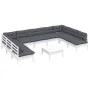 Muebles de jardín 10 pzas y cojines blanco madera maciza de pino de , Conjuntos de jardín - Ref: Foro24-3097182, Precio: 840,...