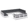 Muebles de jardín 14 pzas con cojines blanco madera de pino de , Conjuntos de jardín - Ref: Foro24-3097290, Precio: 1,00 €