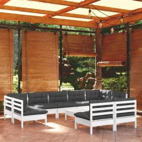 Gartenmöbel 10 Stück und weiße Kissen aus massivem Kiefernholz von , Gartensets - Ref: Foro24-3097206, Preis: 840,27 €, Rabat...