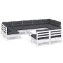 Gartenmöbel 10 Stück und weiße Kissen aus massivem Kiefernholz von , Gartensets - Ref: Foro24-3097206, Preis: 840,16 €, Rabat...