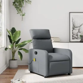 Sillón de masaje reclinable cuero sintético gris de , Sillones - Ref: Foro24-374193, Precio: 205,03 €, Descuento: %