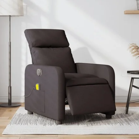 Sillón reclinable de masaje eléctrico tela marrón oscuro de , Sillones - Ref: Foro24-3206695, Precio: 272,44 €, Descuento: %