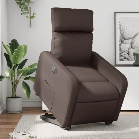 Sillón reclinable elevable eléctrico de cuero sintético marrón de , Sillones - Ref: Foro24-3206765, Precio: 323,86 €, Descuen...
