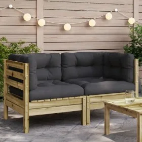 Garden corner sofa with 2 cushions impregnated pine wood by , Modular outdoor sofas - Ref: Foro24-838156, Price: 209,83 €, Di...