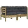 Garden corner sofa with 2 cushions impregnated pine wood by , Modular outdoor sofas - Ref: Foro24-838156, Price: 209,83 €, Di...