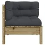 Garden corner sofa with 2 cushions impregnated pine wood by , Modular outdoor sofas - Ref: Foro24-838156, Price: 209,83 €, Di...