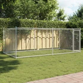 Hundekäfig mit grau verzinkter Stahltür 4x2x1,5 m von , Hundehütten und Zäune - Ref: Foro24-3209578, Preis: 157,76 €, Rabatt: %