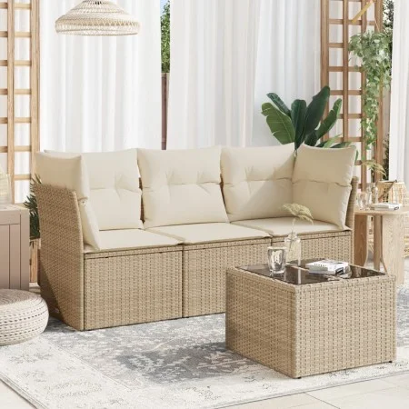 Garden sofa set with cushions 4 pieces beige synthetic rattan by , Garden sets - Ref: Foro24-3249057, Price: 271,00 €, Discou...