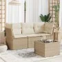 Garden sofa set with cushions 4 pieces beige synthetic rattan by , Garden sets - Ref: Foro24-3249057, Price: 271,00 €, Discou...