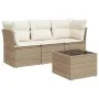 Garden sofa set with cushions 4 pieces beige synthetic rattan by , Garden sets - Ref: Foro24-3249057, Price: 271,00 €, Discou...