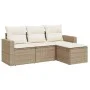 Garden sofa set with cushions 4 pieces beige synthetic rattan by , Modular outdoor sofas - Ref: Foro24-3251205, Price: 299,35...