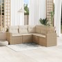 Garden sofa set with cushions 5 pieces beige synthetic rattan by , Modular outdoor sofas - Ref: Foro24-3251285, Price: 395,63...