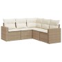 Garden sofa set with cushions 5 pieces beige synthetic rattan by , Modular outdoor sofas - Ref: Foro24-3251285, Price: 395,63...