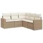 Garden sofa set with cushions 5 pieces beige synthetic rattan by , Modular outdoor sofas - Ref: Foro24-3251285, Price: 374,22...