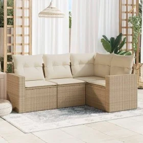 Garden sofa set with cushions 4 pieces beige synthetic rattan by , Modular outdoor sofas - Ref: Foro24-3251245, Price: 329,94...