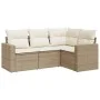 Garden sofa set with cushions 4 pieces beige synthetic rattan by , Modular outdoor sofas - Ref: Foro24-3251245, Price: 329,94...