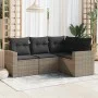 4-piece garden sofa set and gray synthetic rattan cushions by , Modular outdoor sofas - Ref: Foro24-3251247, Price: 282,50 €,...